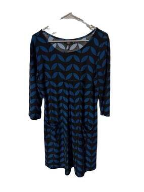 R&B Collection Jersey Geometric Print Long Sleeve Dress with Pockets